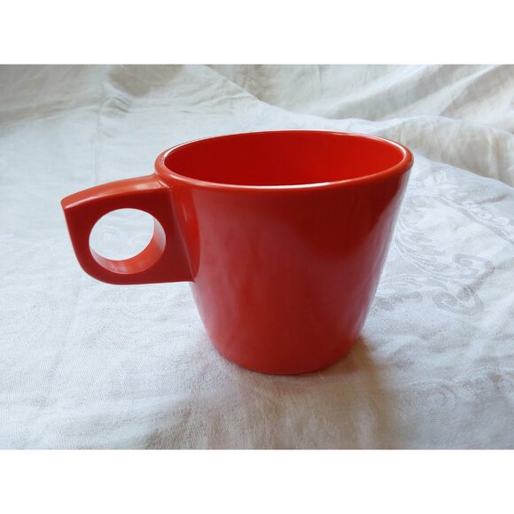 Set of red melamine coffee mugs Beaufort Canada 8 Oz camping picnics outdoors - Picture 3 of 8